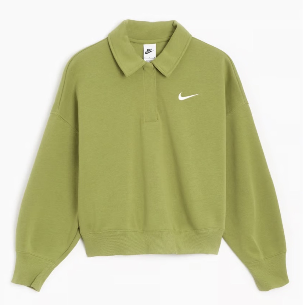 NWT Nike Sportswear Phoenix Fleece 3/4-Sleeve Crop Polo Sweatshirt - Picture 1 of 9